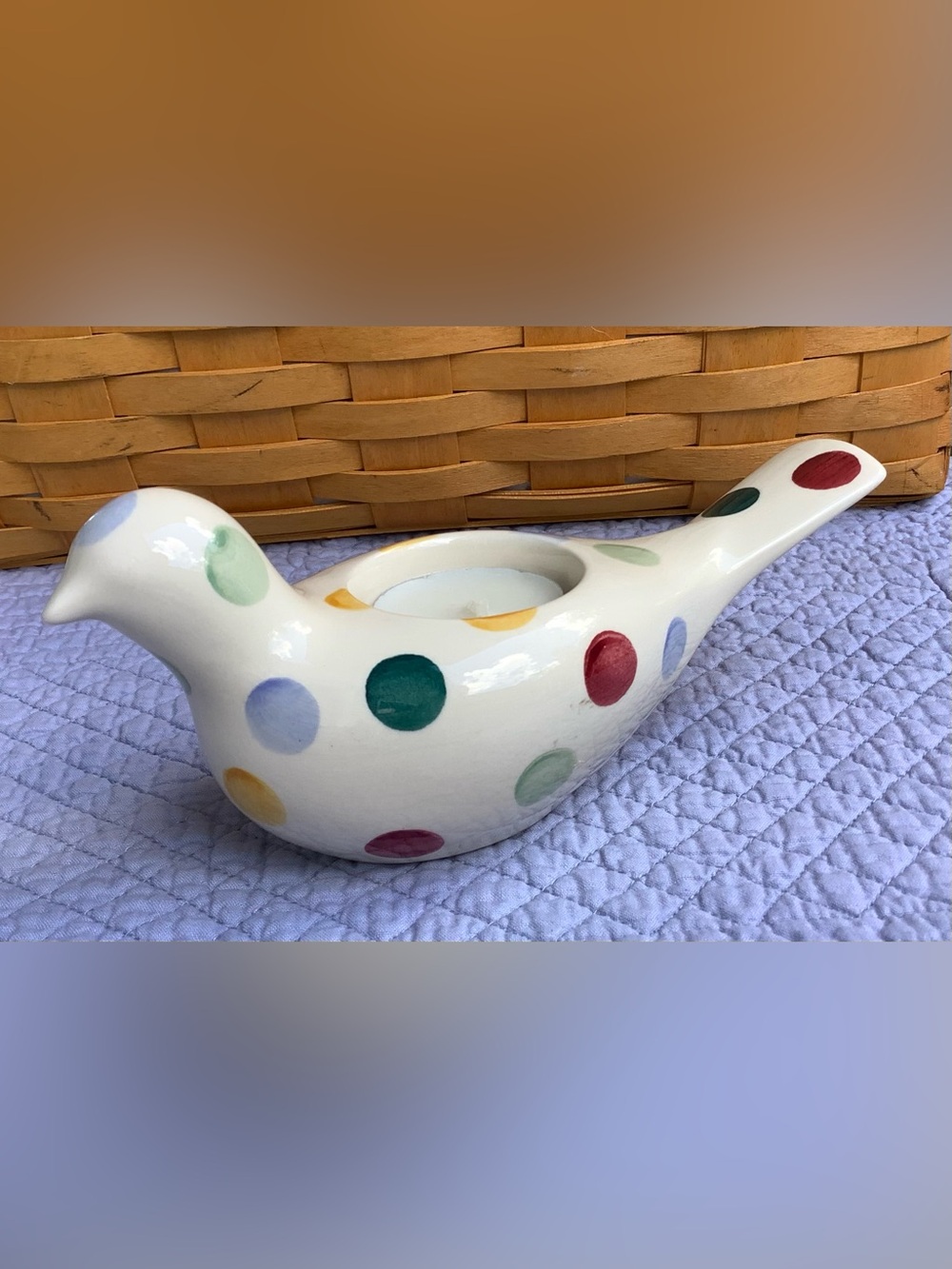 Emma Bridgewater Pottery
Polka Dot Dove Tea light Holder